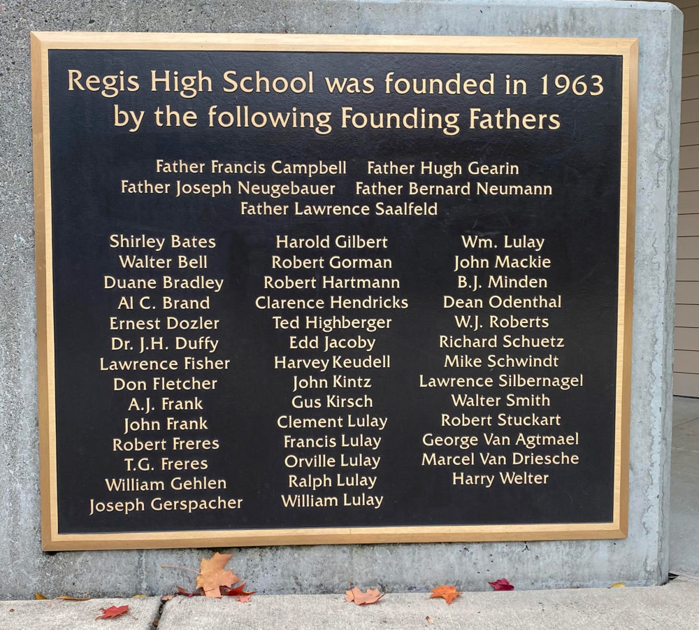 Regis High School Freres Foundation plaque 2